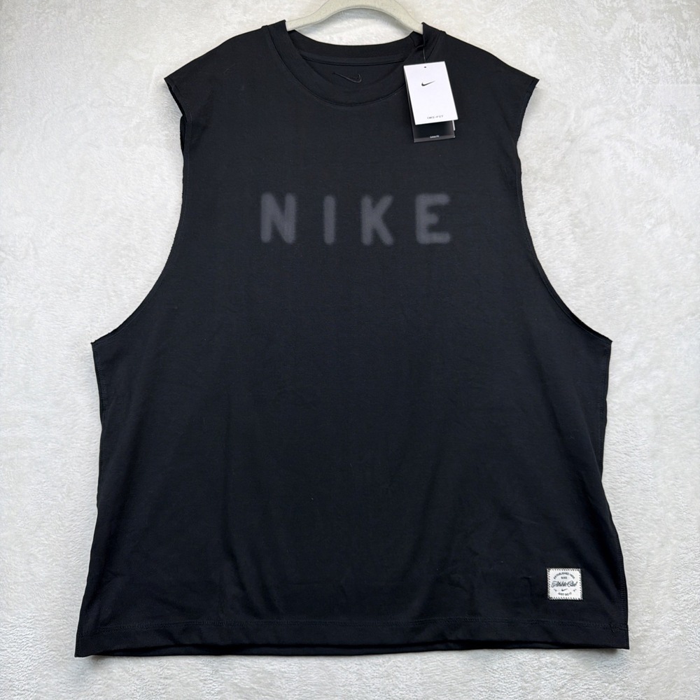 Nike Dri-FIT Men's Sleeveless Training Workout Top Black Large Logo NWT